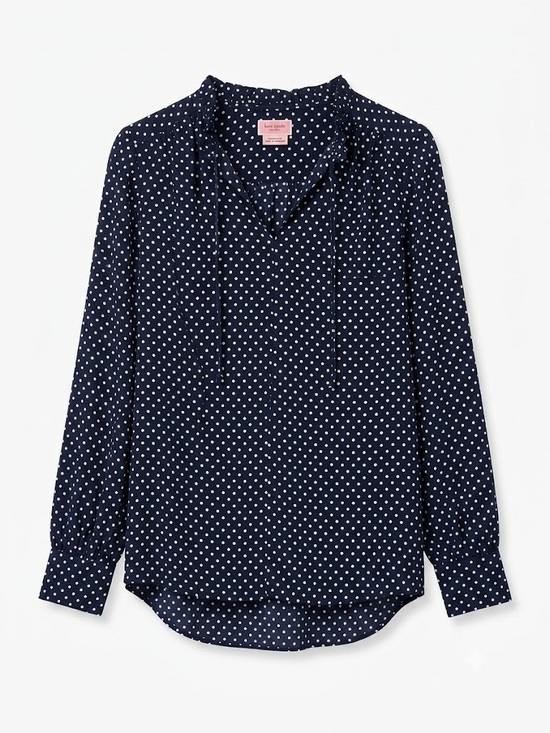 kate spade Tops - Kate Spade Navy White Polka Dot Blouse Medium